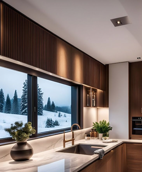 Кухня с мойкой у окна