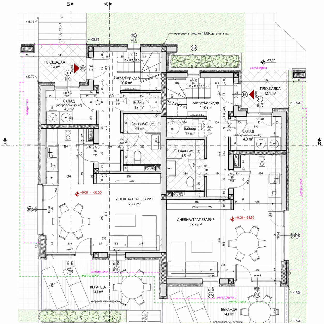 Ground floor plan of a VELES I townhouse