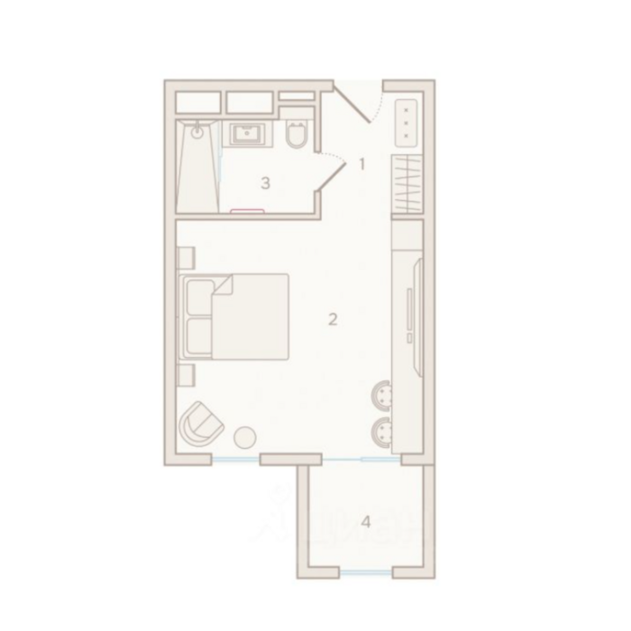 Планировка студии от 36 м² в Николай I Hotel and Spa