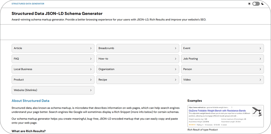 сервис для дополнения разметки на сайт
