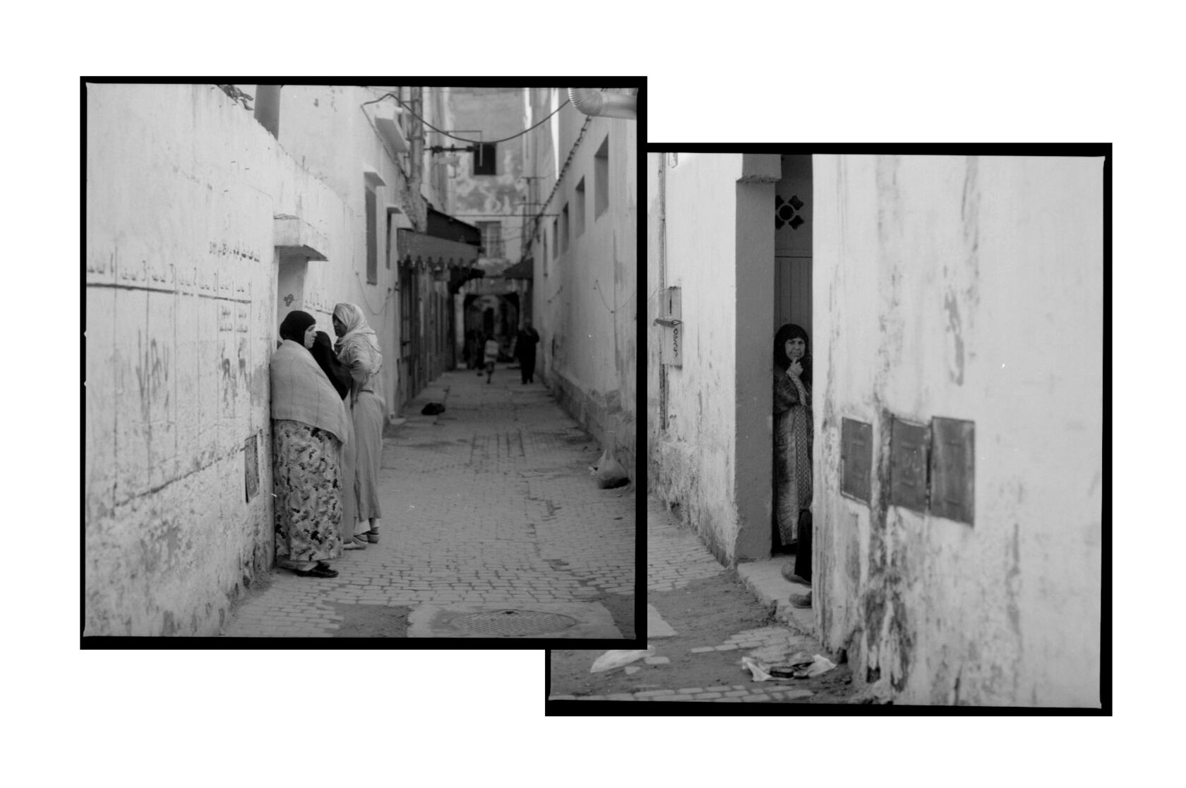 Bath day. Moroccan women in the medina. Essaouira. Morocco. BW negative 6x6