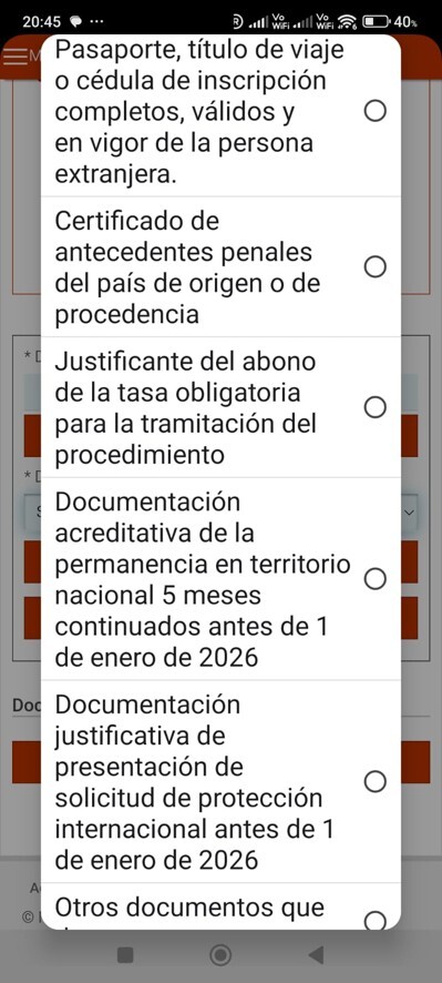 Lista de tipos de documento