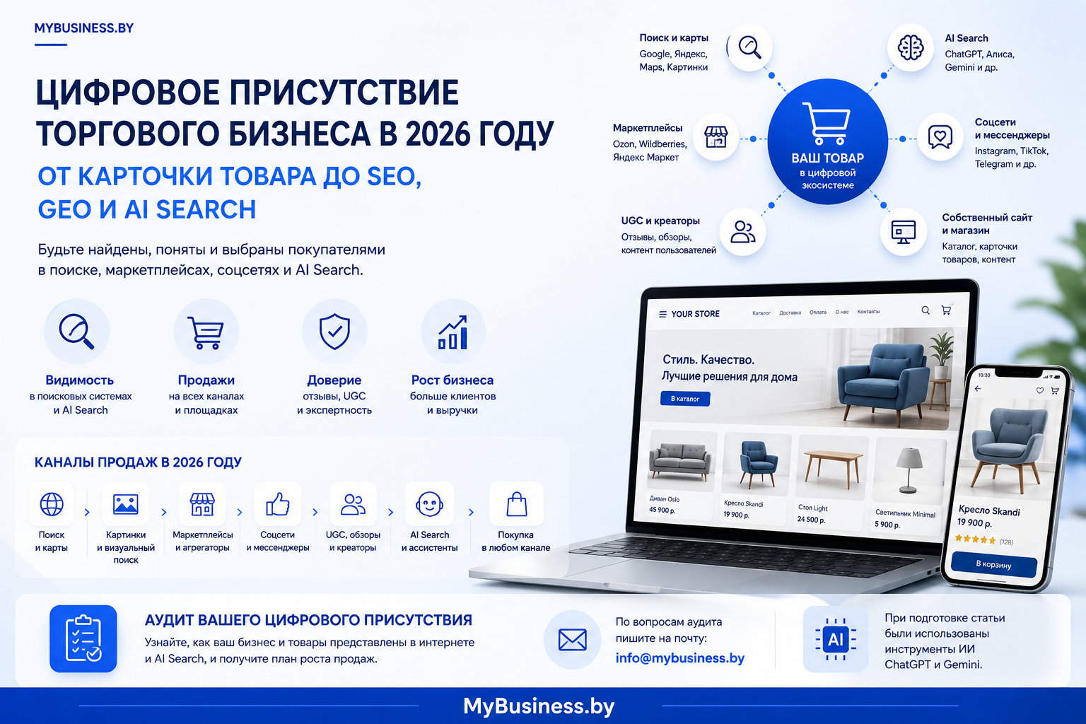 Цифровое присутствие торгового бизнеса в 2026 году - SEO GEO и AI Search