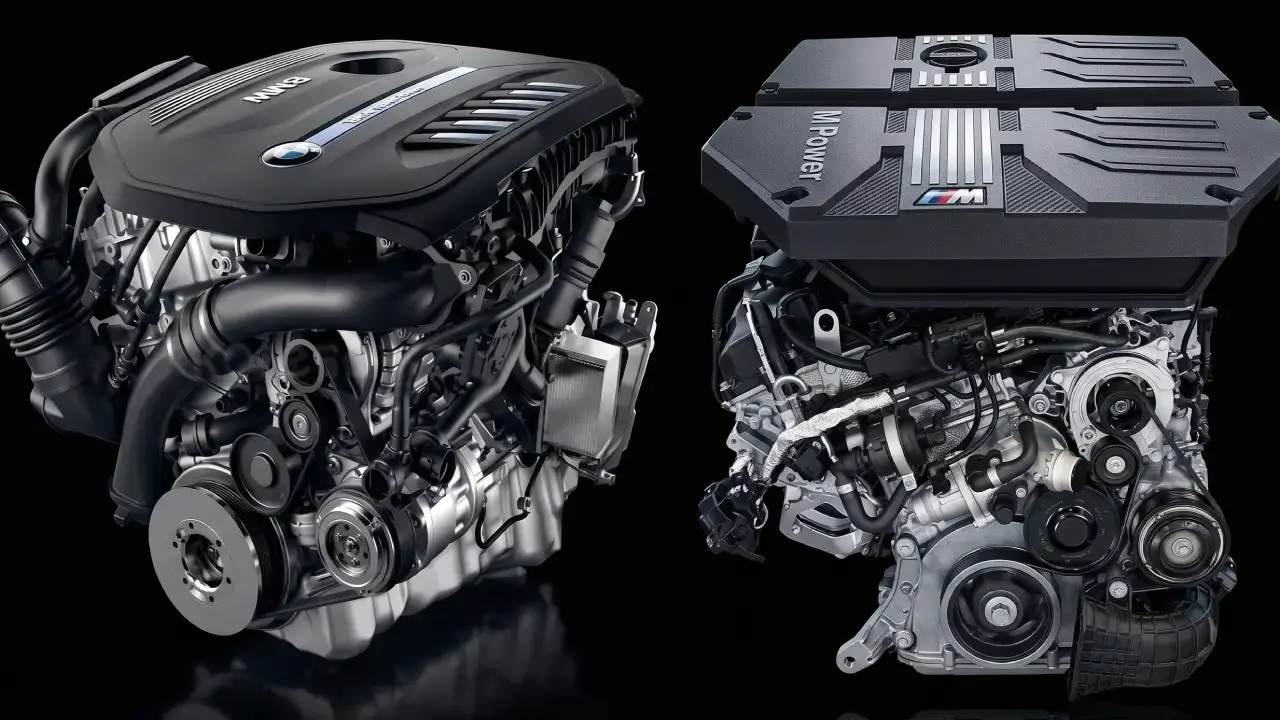 BMW S58 и B58 рядом на стенде — визуальное сравнение компоновки турбин