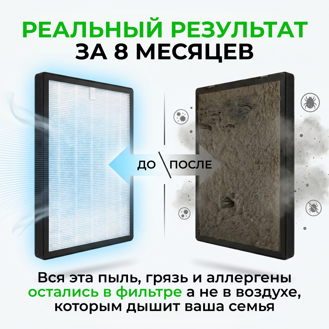 Замена HEPA фильтра очистителя воздуха PureOn