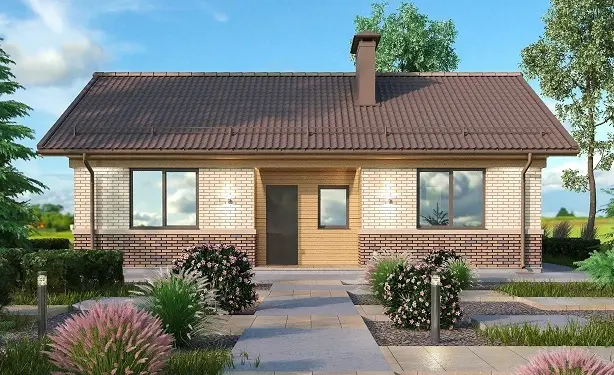 Проект одноэтажного дома с двускатной кровлей (C-84): изображение 2