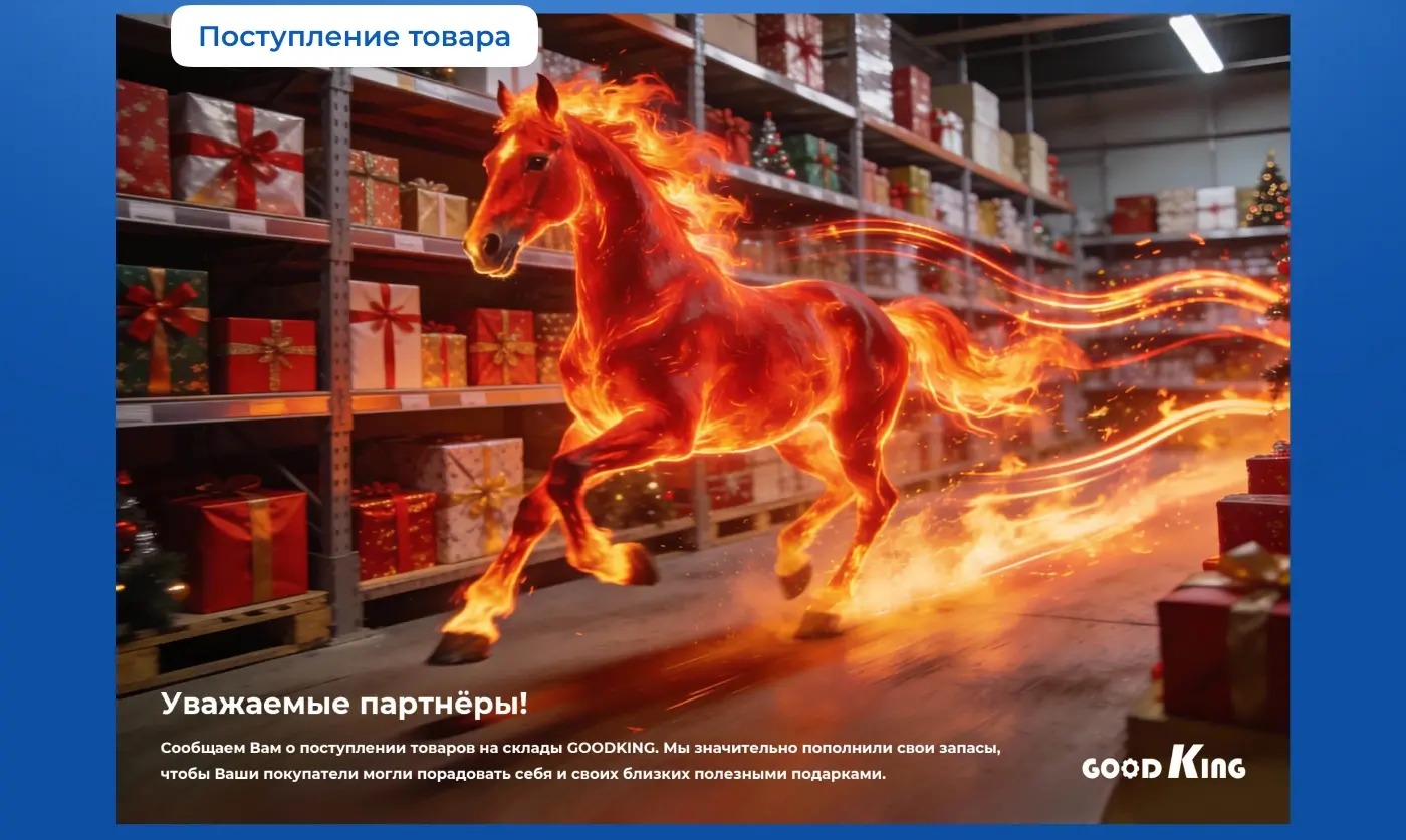 Описание проекта: серия B2B-баннеров GOODKING для акций, новых поступлений, сезонных предложений и поздравлений