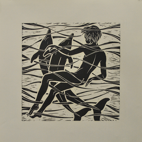 engraving linocut Nude