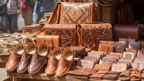 Египетские кожаные изделия на рынке Каира
