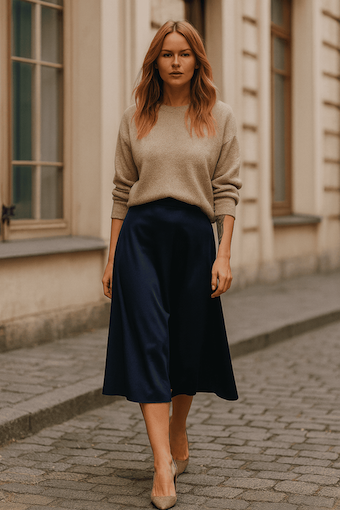 Женская юбка миди KATYA BLANC в повседневном образе