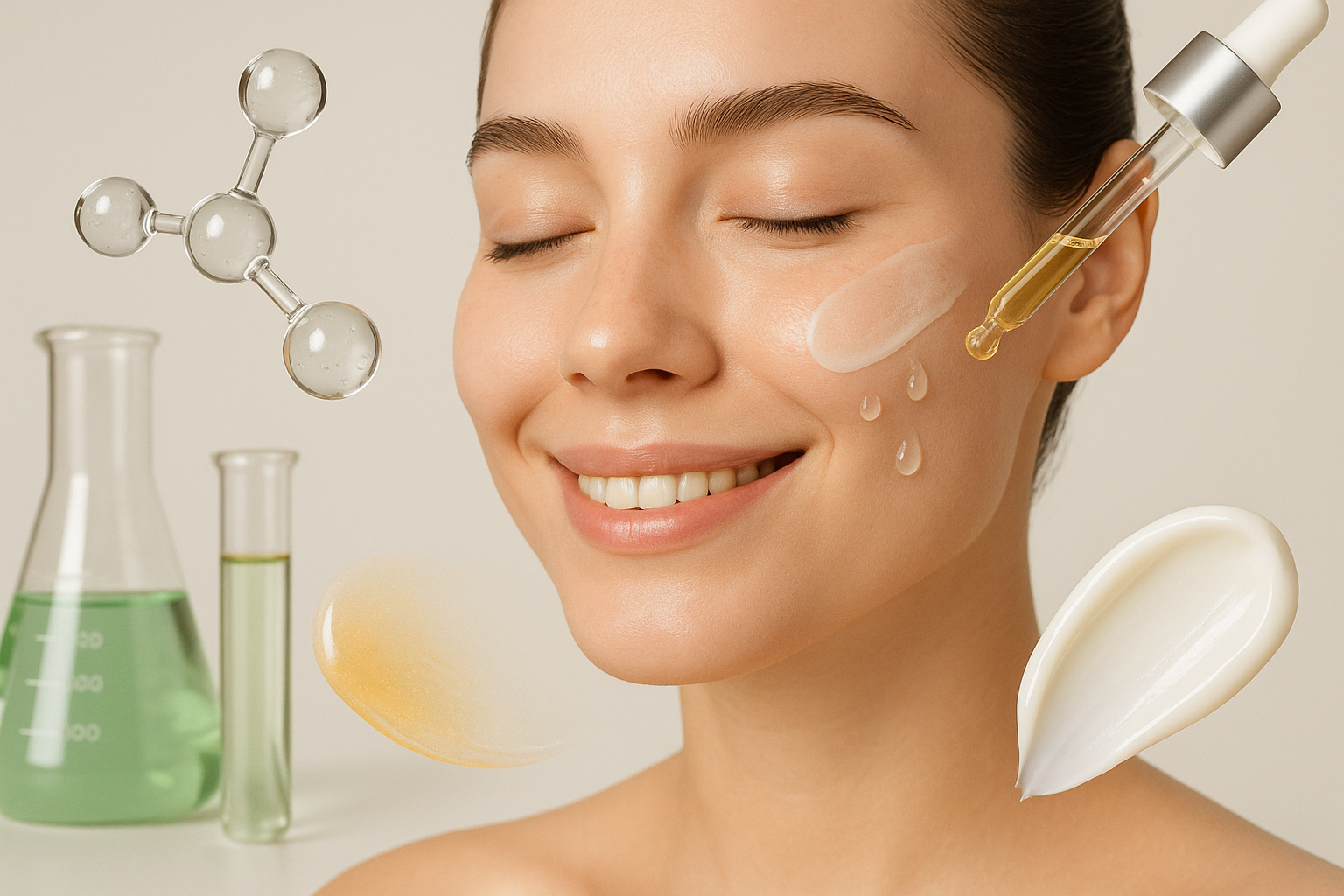 Технолог косметического производства взвешивает лактат натрия для альгинатной маски