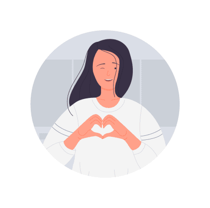 Рисунок, как девушка делает сердечко руками