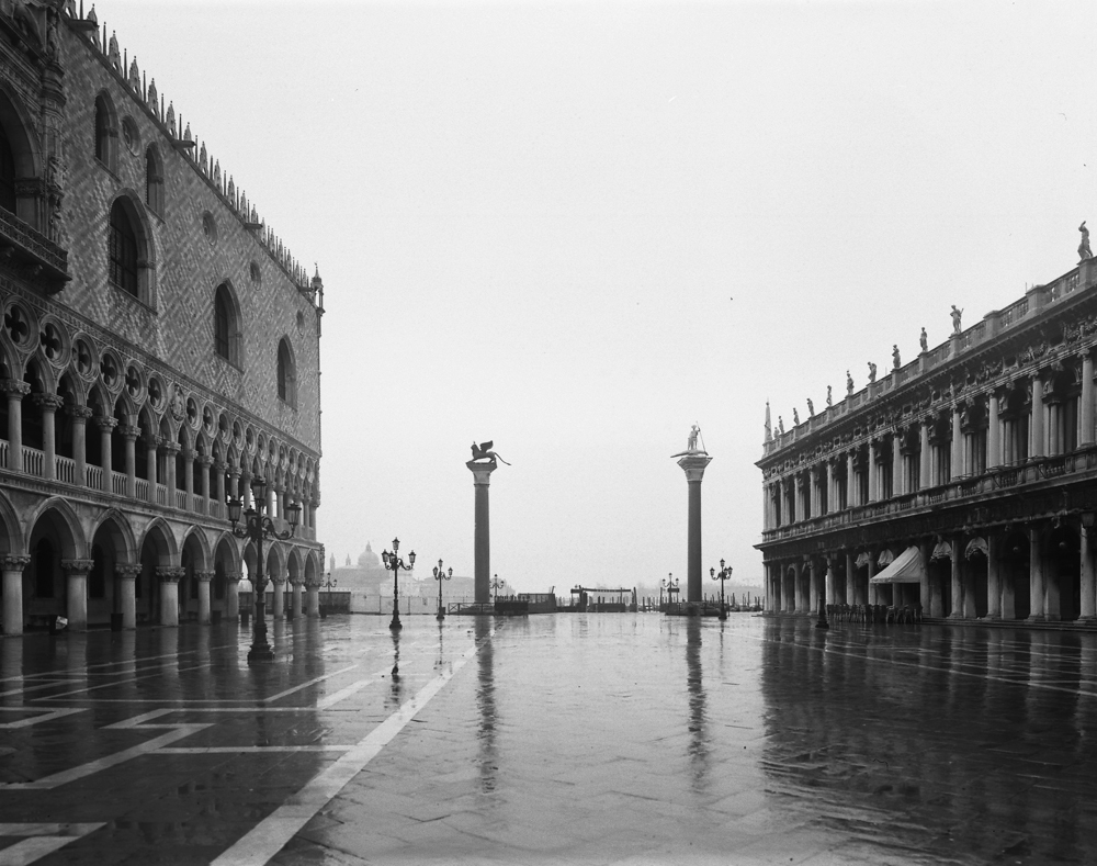 Piazzetta San Marco after the Rain. Venice. 2007. BW Negative 4×5 inch.