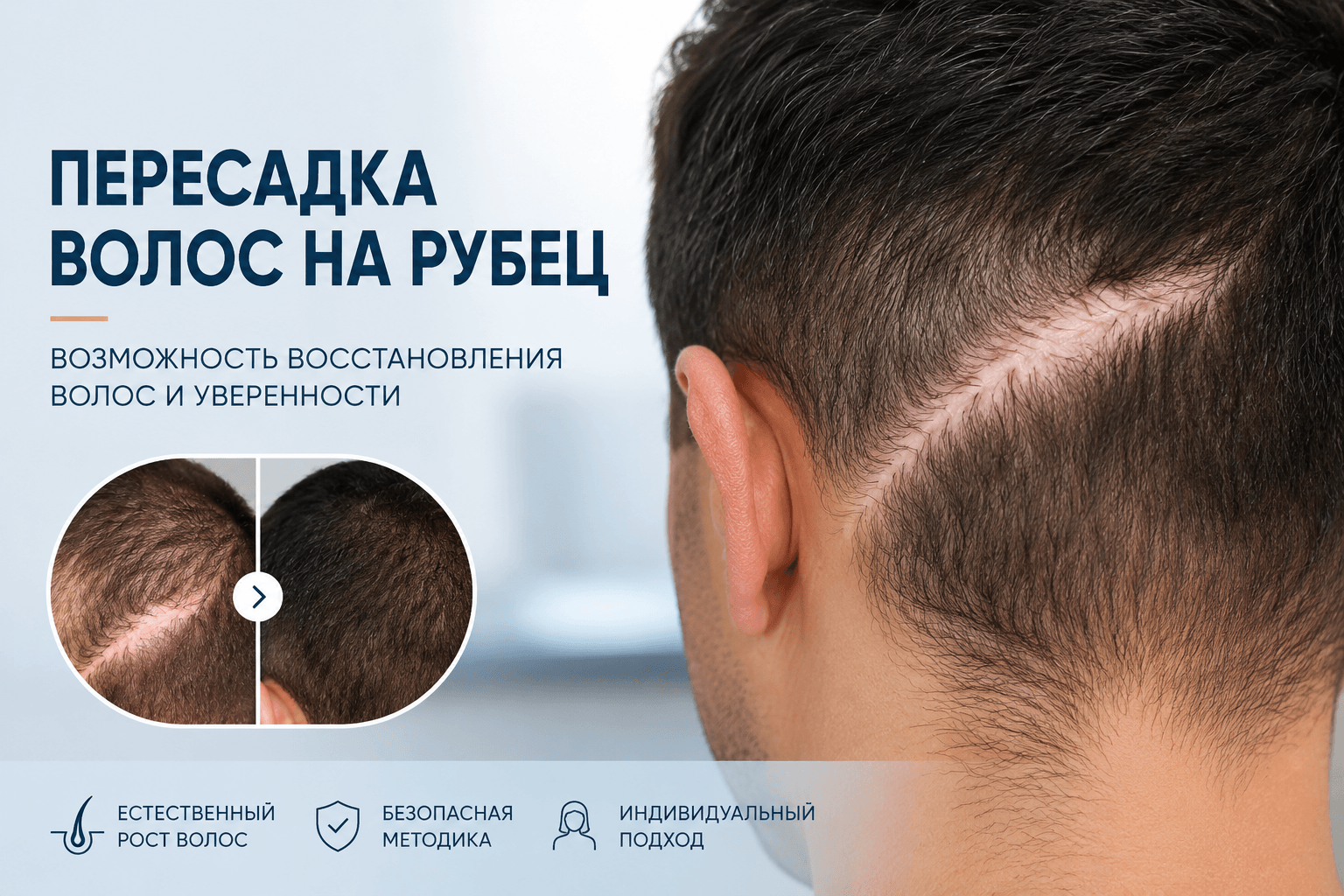 пересадка волос на рубец