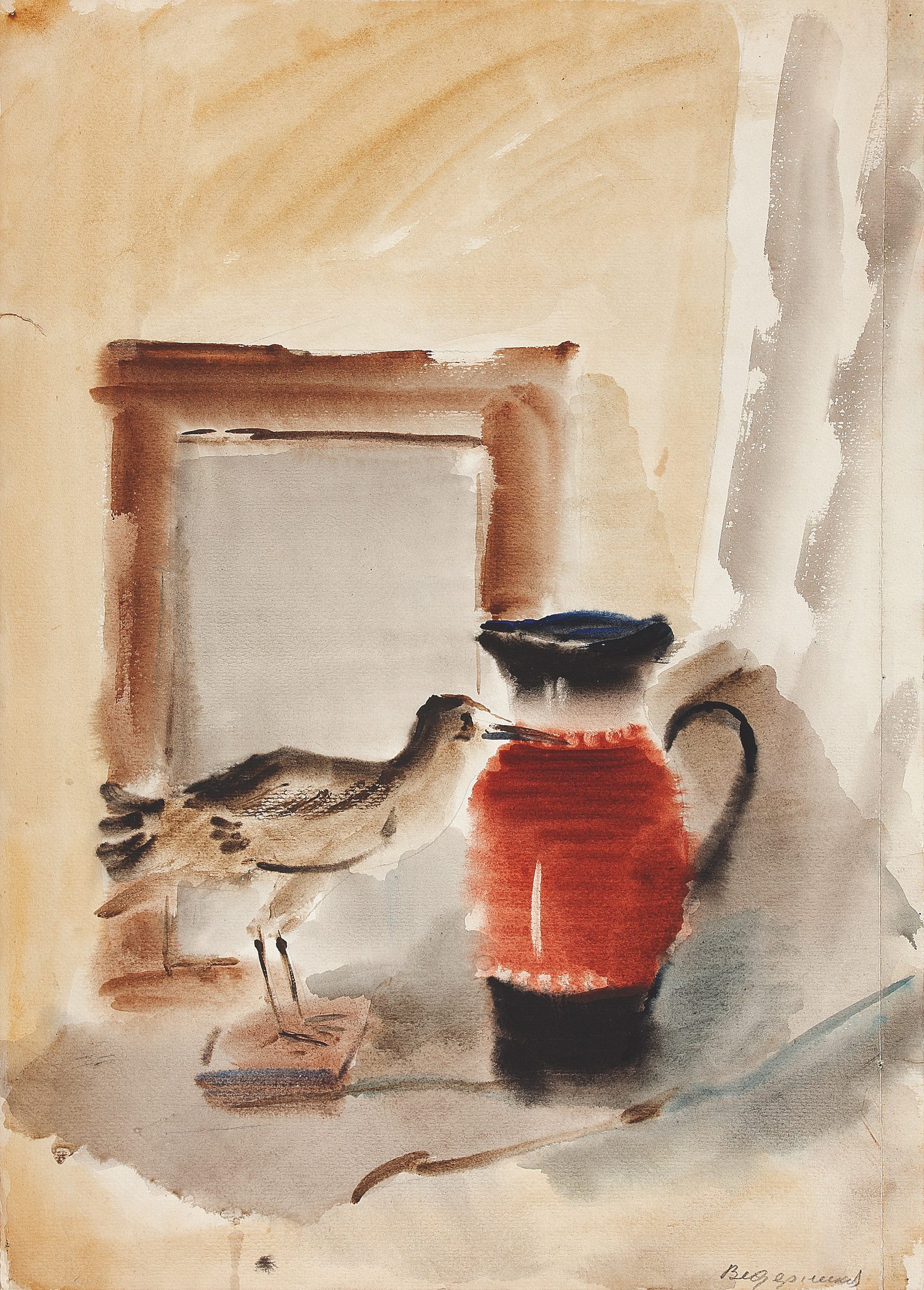 Натюрморт с чучелом птицы. 1950-е 