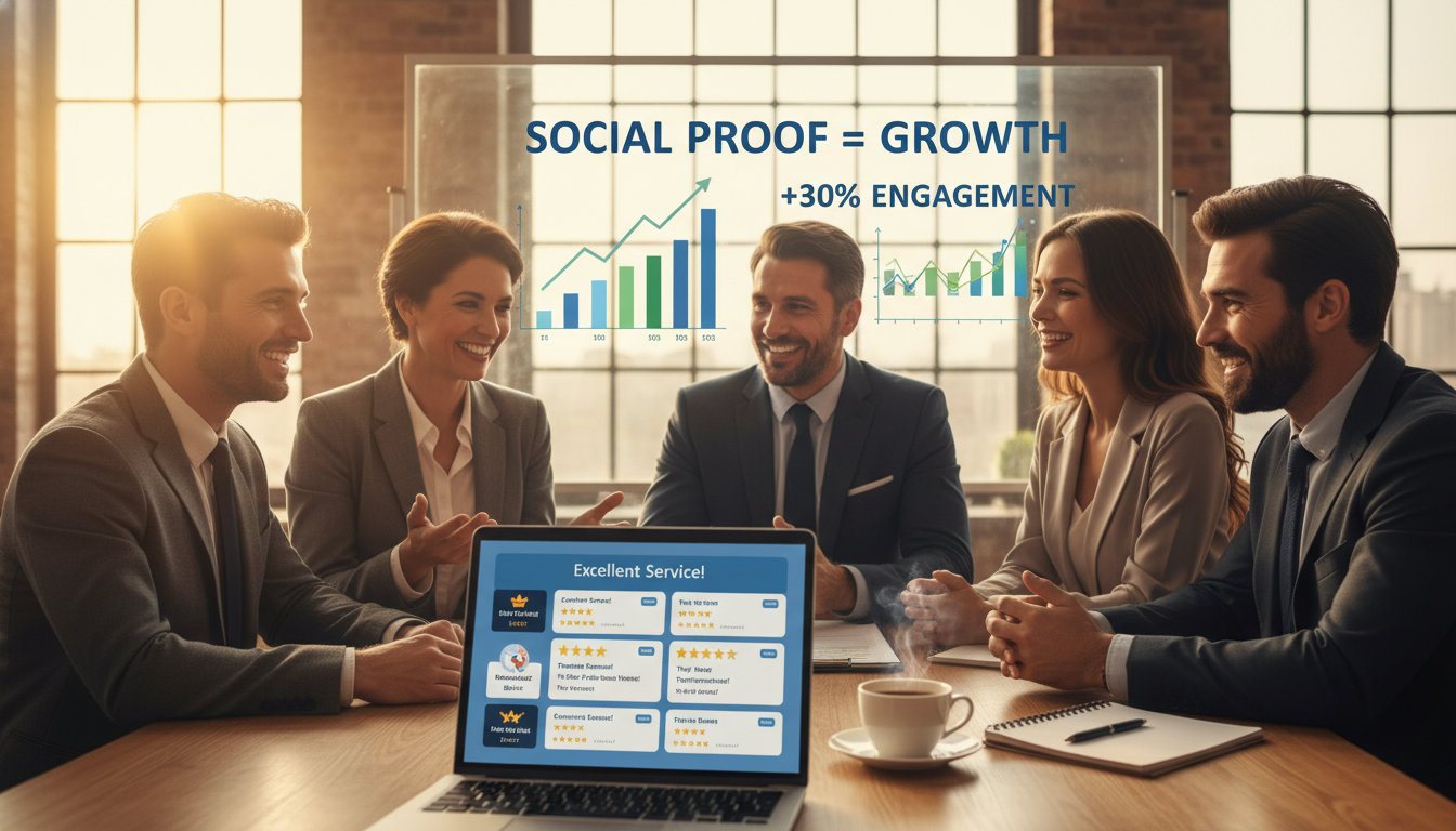 Profesionales fomentando la confianza mediante la prueba social.