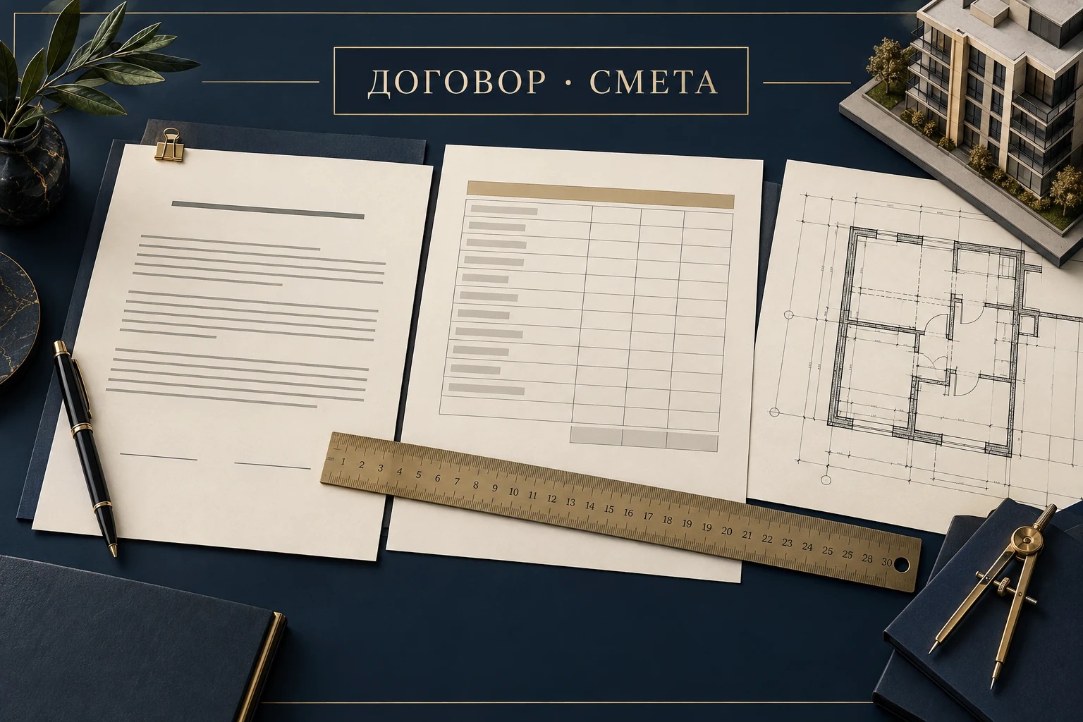 Схема сопоставления договора, сметы и согласованного объёма строительных работ