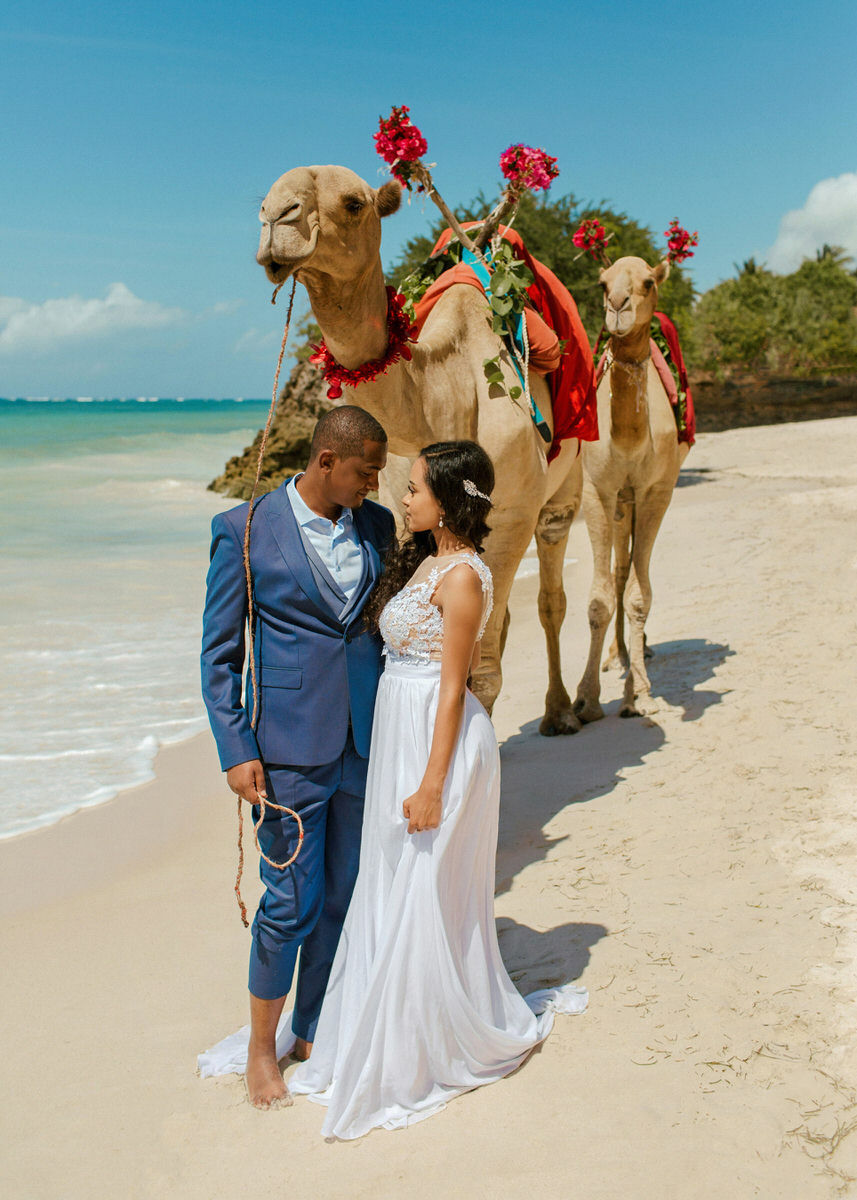 Romantic Kenya Beach Honeymoon Photography — Jafassam Studio - Diani beach Mombasa Malindi Watamu Lamu photo session best photographer Bride Groom Camels