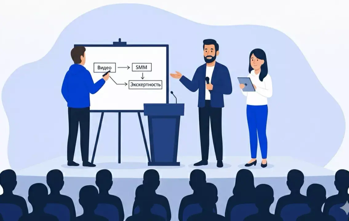 Специалисты маркетингового агентства Метриум проводят публичную презентацию