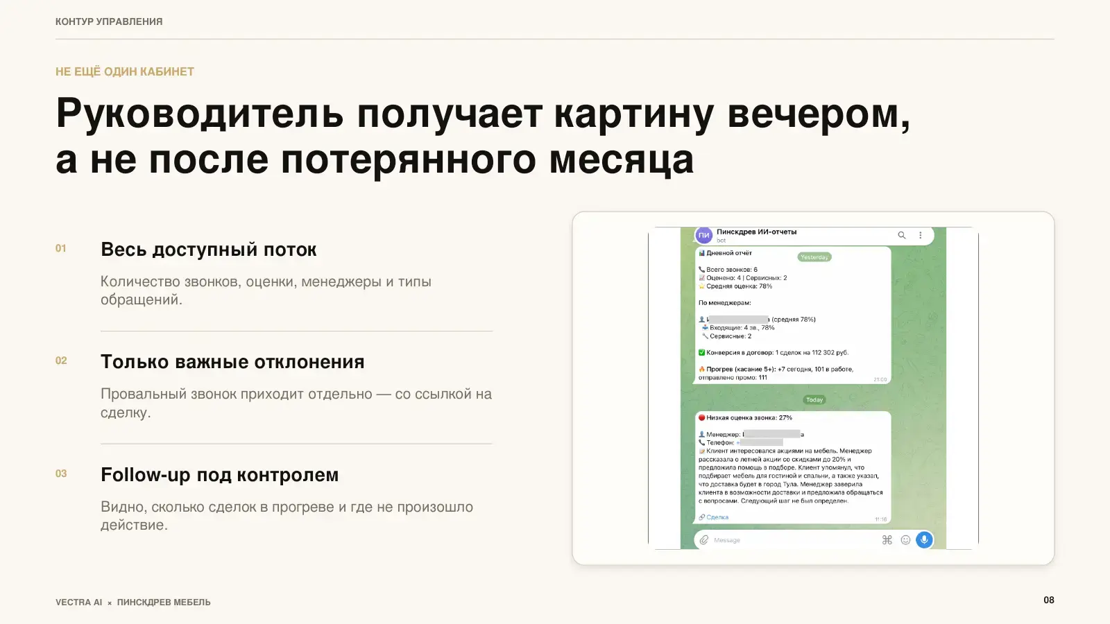 Telegram-отчёт руководителю Пинскдрев