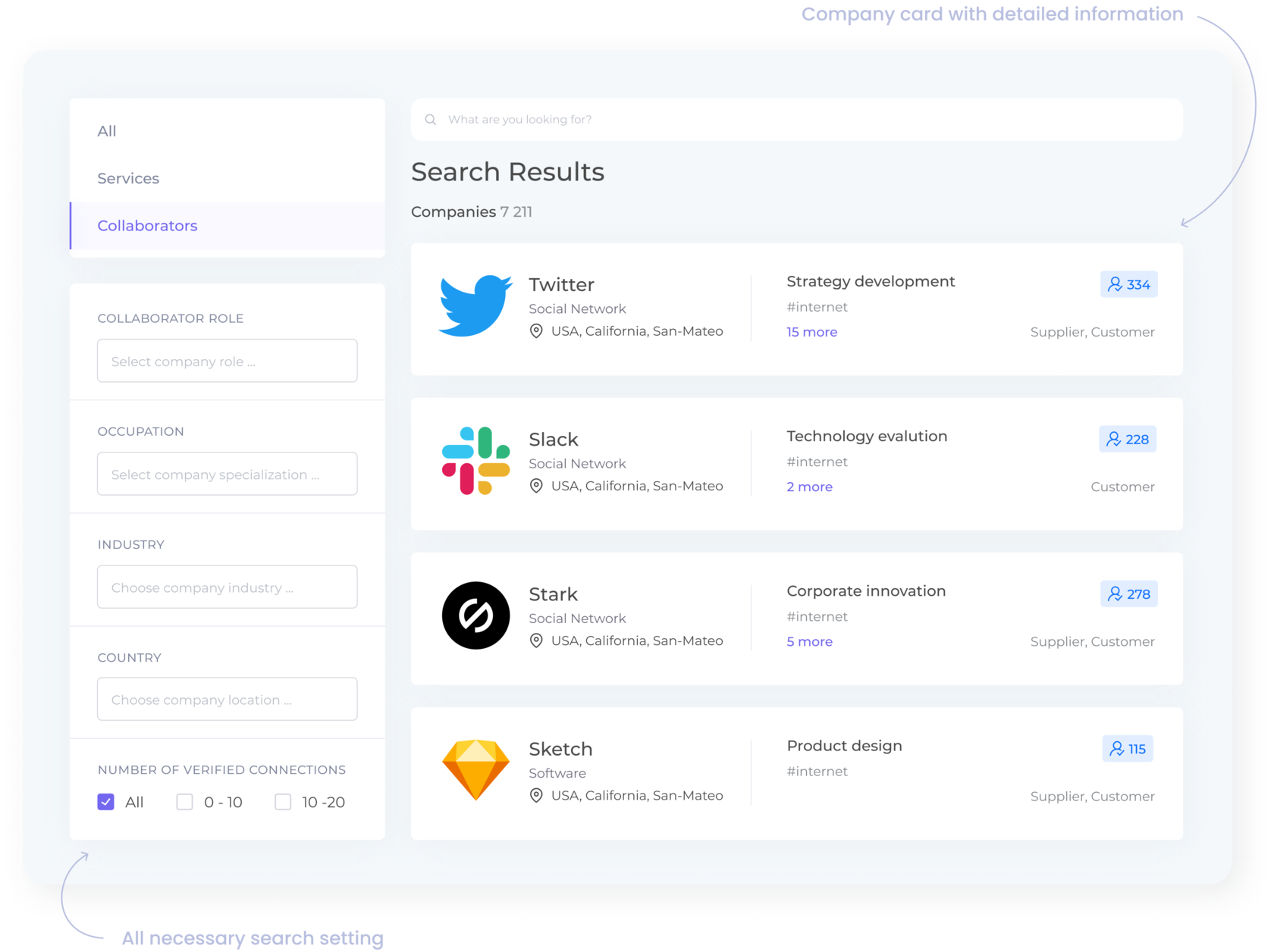 company search page for new cooperation
