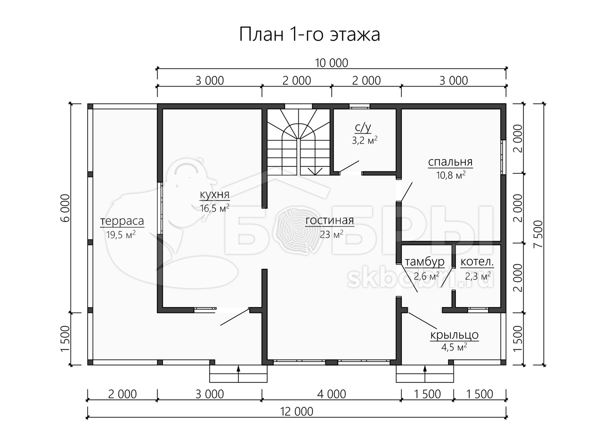 План брусового дома 6х4