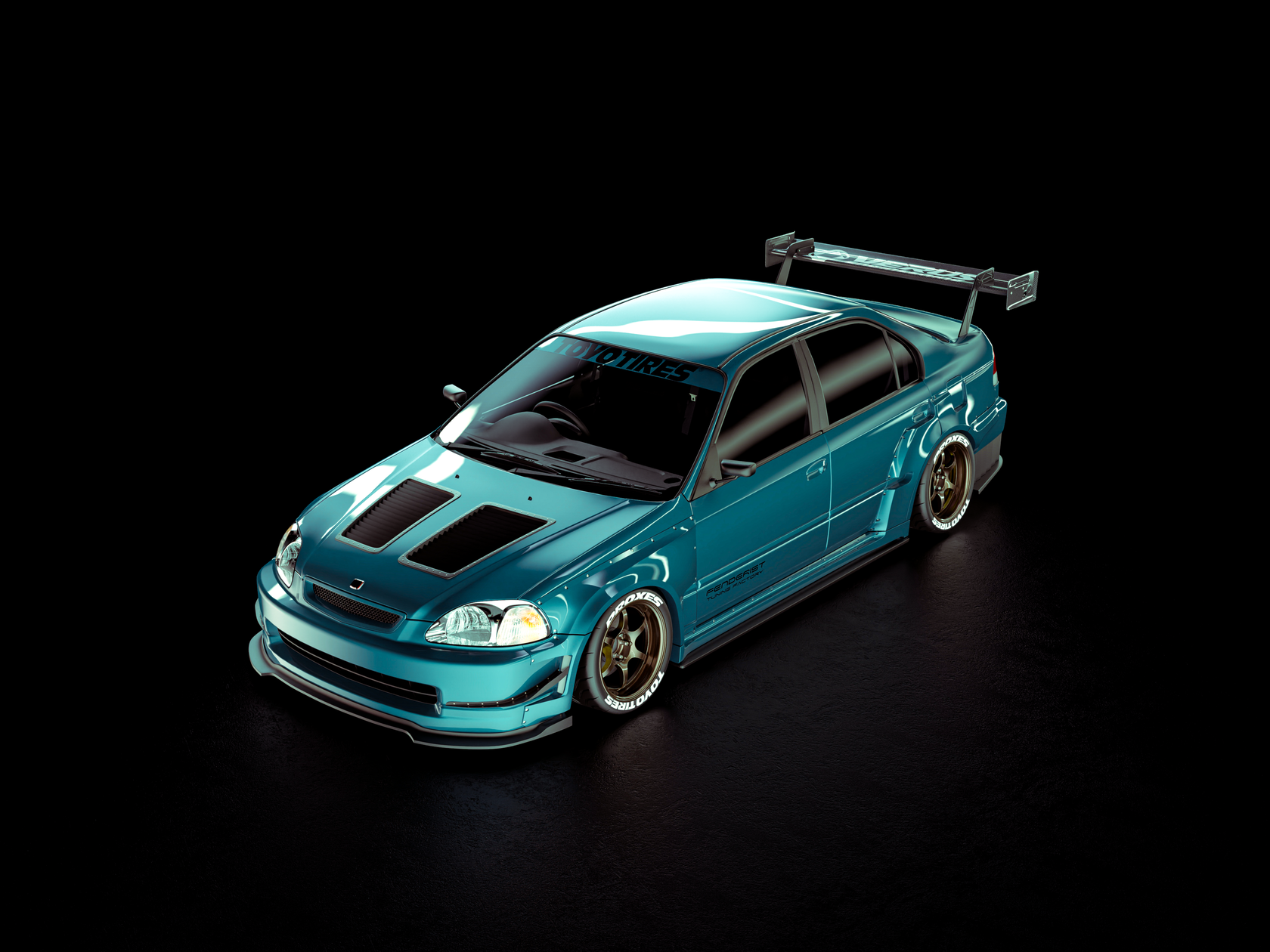 Fender Flares set / WIDE BODY KIT Honda Civic SEDAN 9698