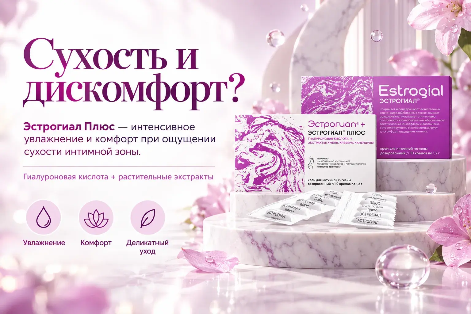 Сухость и дискомфорт — Эстрогиал Плюс