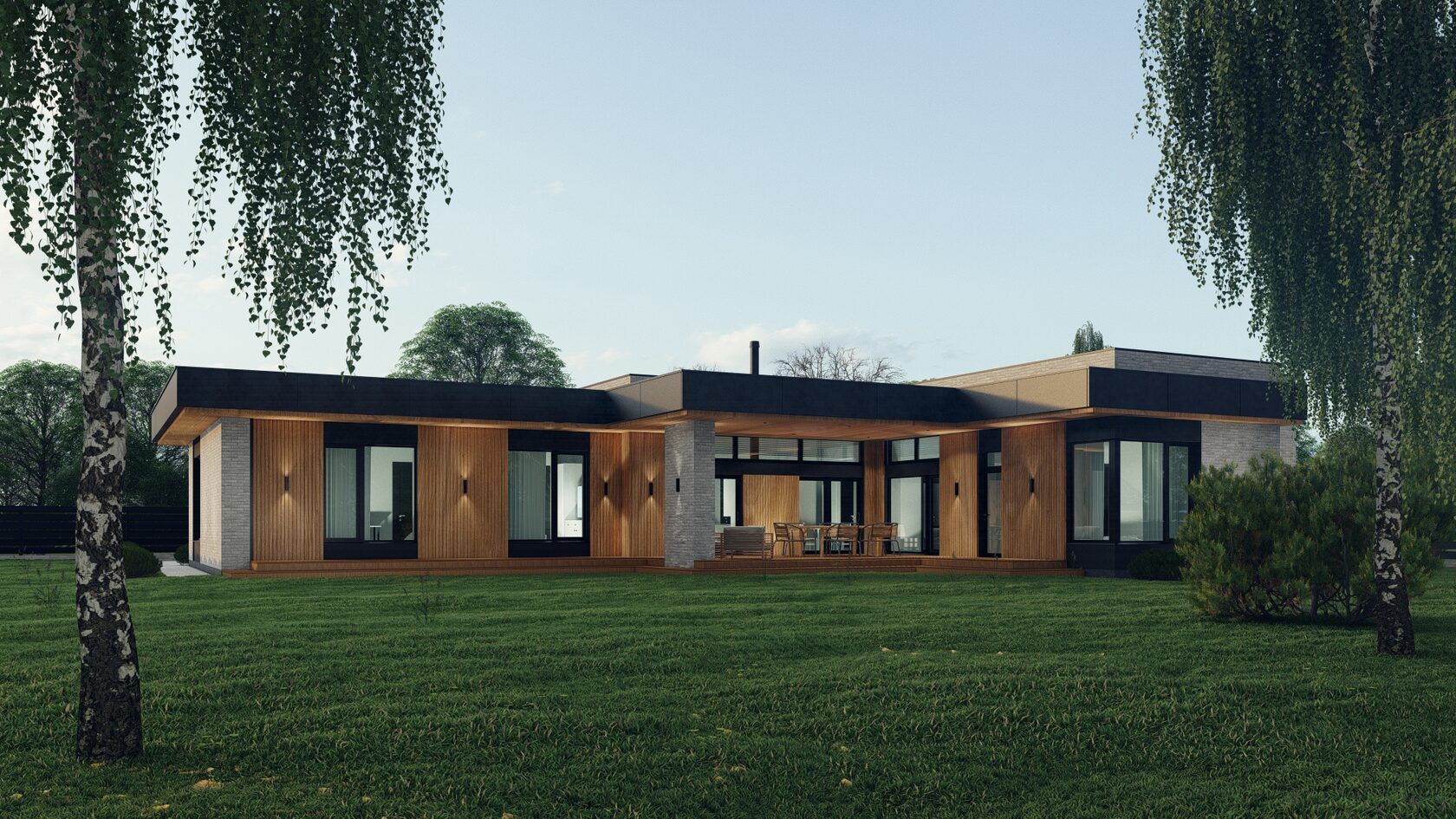 фахверк скандинавия. дизайнерские мраморные кухни. загородный дом. дом в стиле лофт архитектура. модерн хаус одноэтажные.