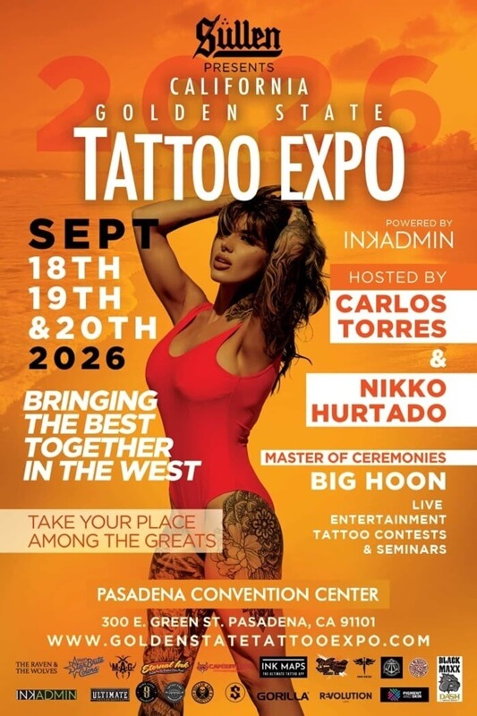 Blog, A Fallout Tattoo at Golden State Tattoo Expo, 2026 event poster with September dates and Pasadena Convention Center details, 614