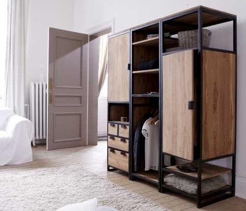 Купить шкаф в стиле лофт LOFT SH023 из металла и дерева на заказ в Москве, дизайнерские шкафы лофт Loft Style