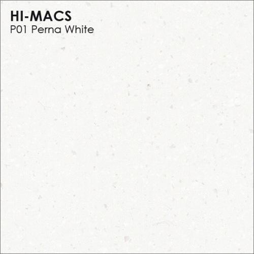 HI-MACS P01 Perna White – белый акриловый камень с серебристыми блёстками
