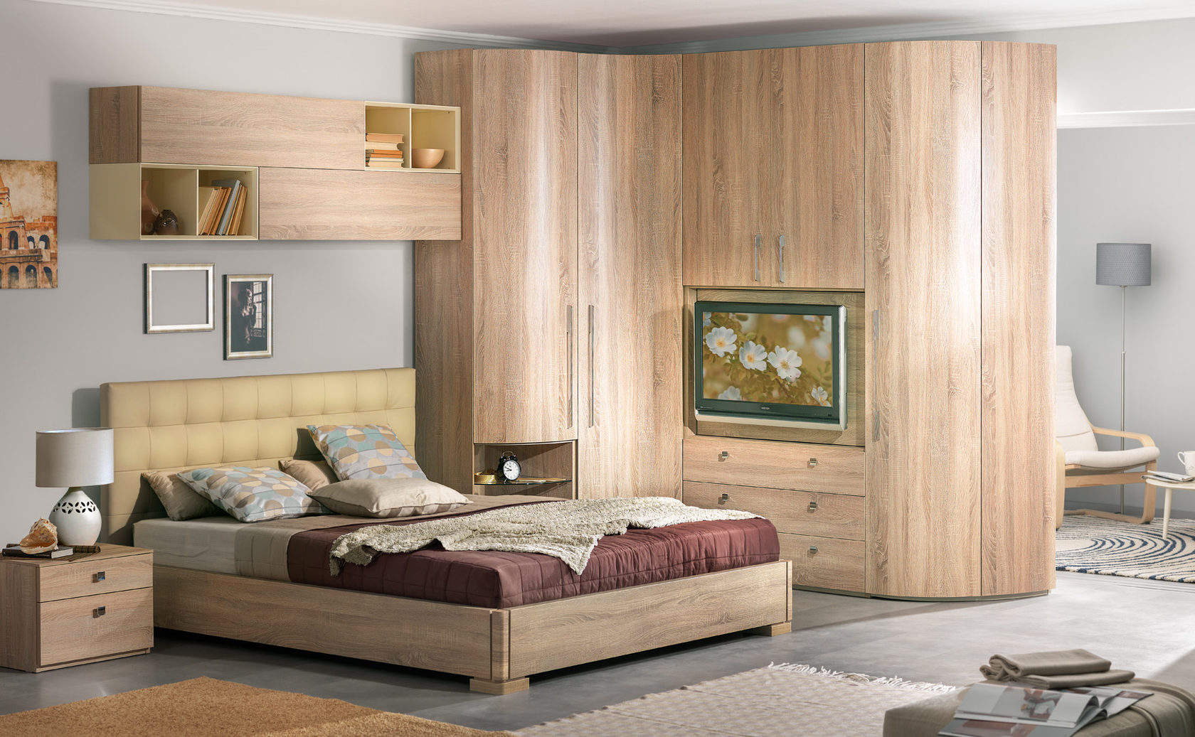 Мебель для спальни в современном стиле с угловым шкафом