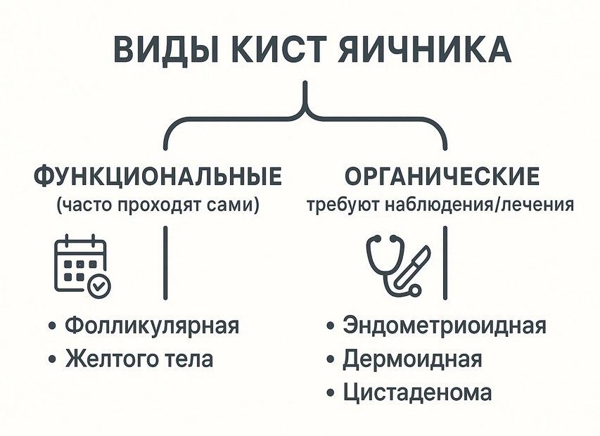Инфографика: виды кист яичников