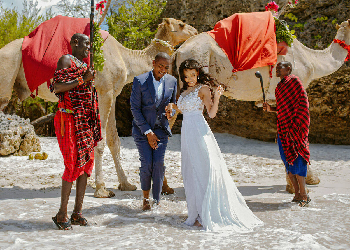 Romantic Kenya Beach Honeymoon Photography — Jafassam Studio - Diani beach Mombasa Malindi Watamu Lamu photo session best photographer Bride Groom Camels Massai