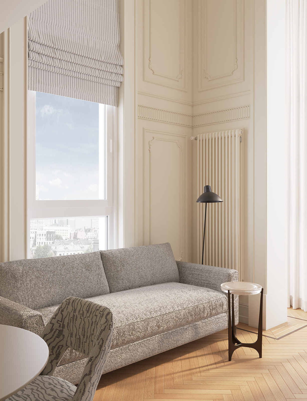 Столик Holly Hunt и диван Meridiani в интерьере дизайнера Екатерины Фёдоровой