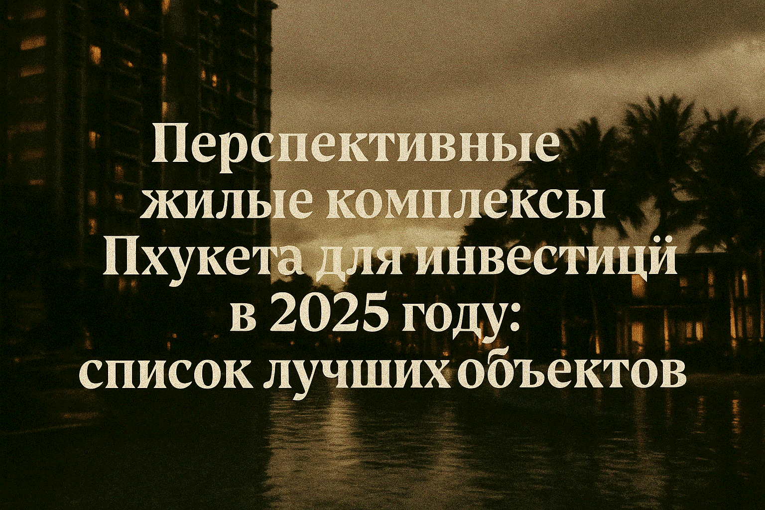 Перспективные жилые комплексы Пхукета для инвестиций в 2025 году: список лучших объектов