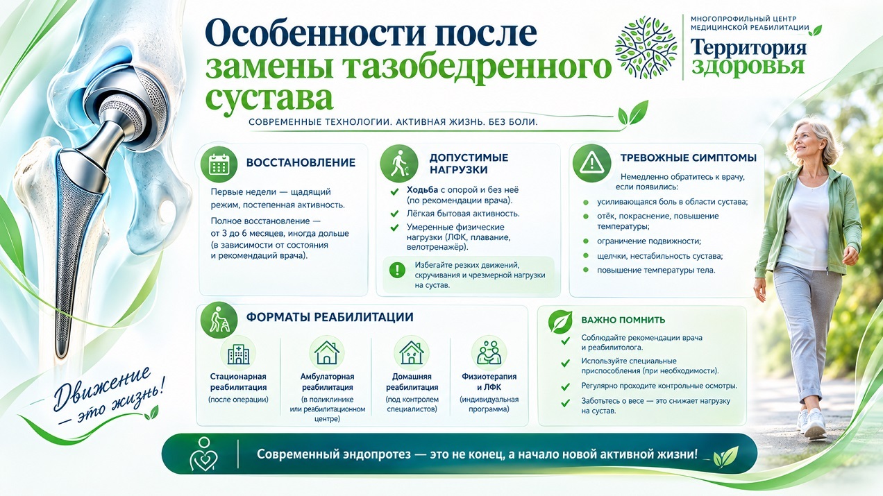 Особенности после замены тазобедренного сустава