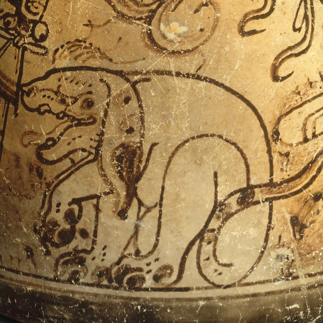 Фрагмент сосуда с изображением собаки. Майя, 7-8 вв. н.э. Коллекция The Metropolitan Museum of Art.