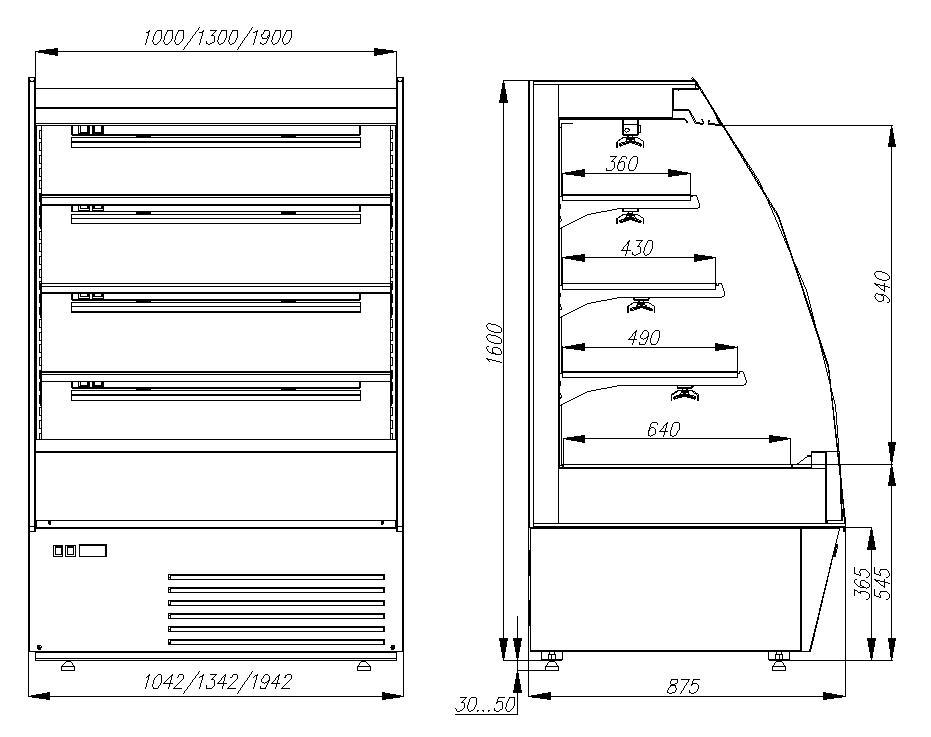 Горка пристенная Полюс / Polus F 16-08 SH 0200 тонир. cтеклопакет (1600.875) чертёж