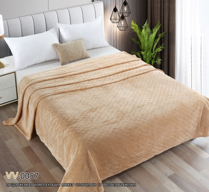 Плед Велсофт (Wellsoft) цвет Св. коричневый, Лайт ромбы, арт 8855057ФС-457V