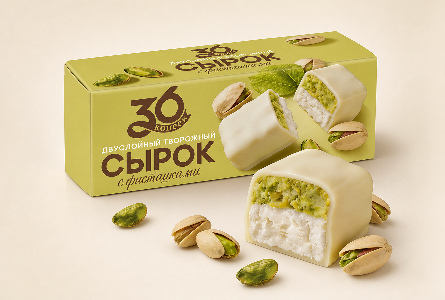 Двухслойный сырок с фисташками