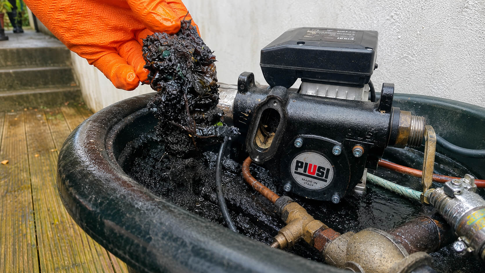 Oil tank sludge and residue removed during domestic tank replacement work