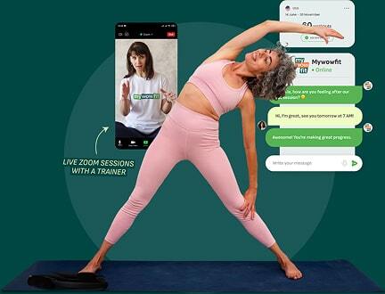 woman doing workouts with a personal trainer online