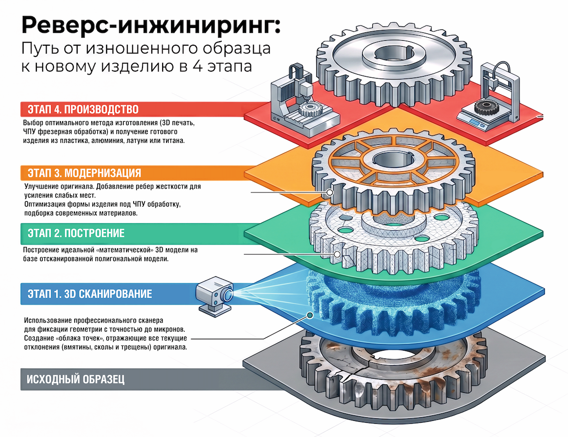 Реверс-инжиниринг и обратное проектирование: от 3D-сканирования до готового изделия