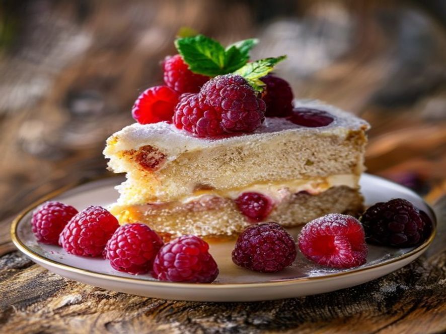 Шарлотка с Альвой и малиной