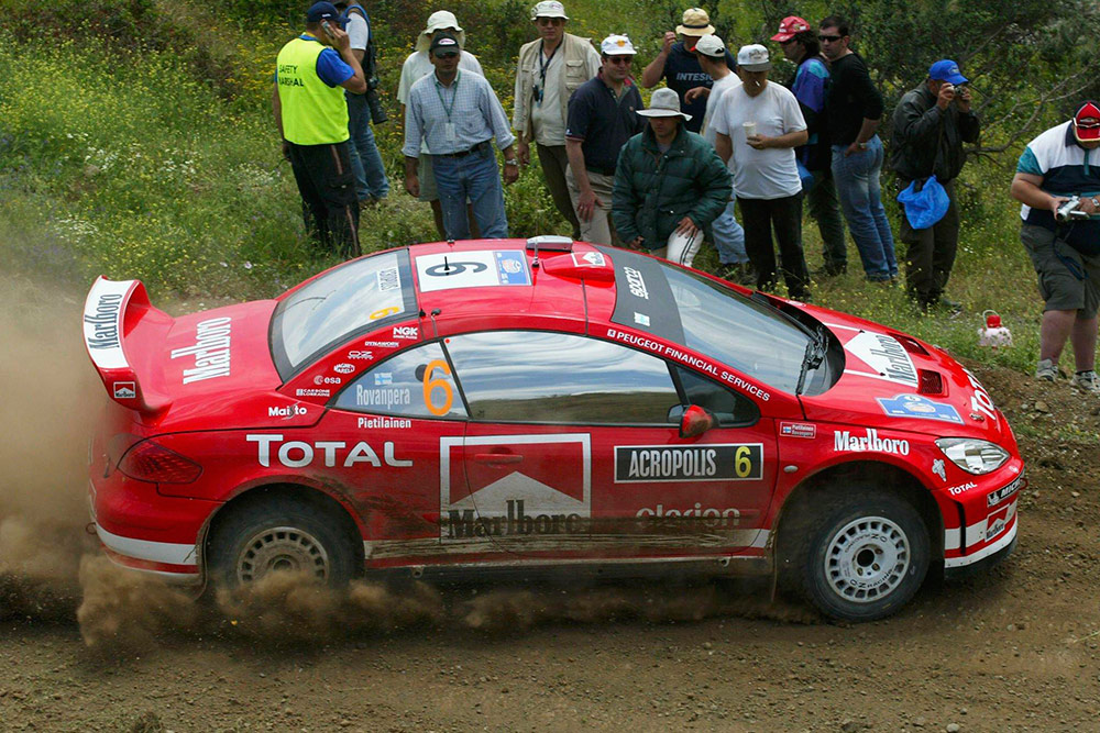 Харри Рованпера и Ристо Пиетилайнен, Peugeot 307 WRC (268 PWX 75), ралли Акрополь 2004