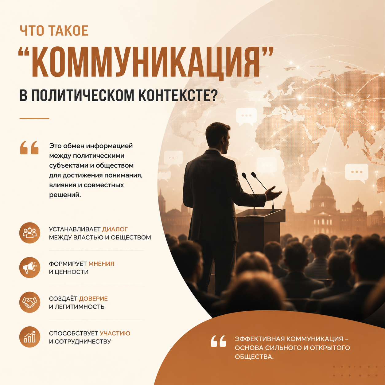 Коммуникация в политике: определение функции и роль в управлении