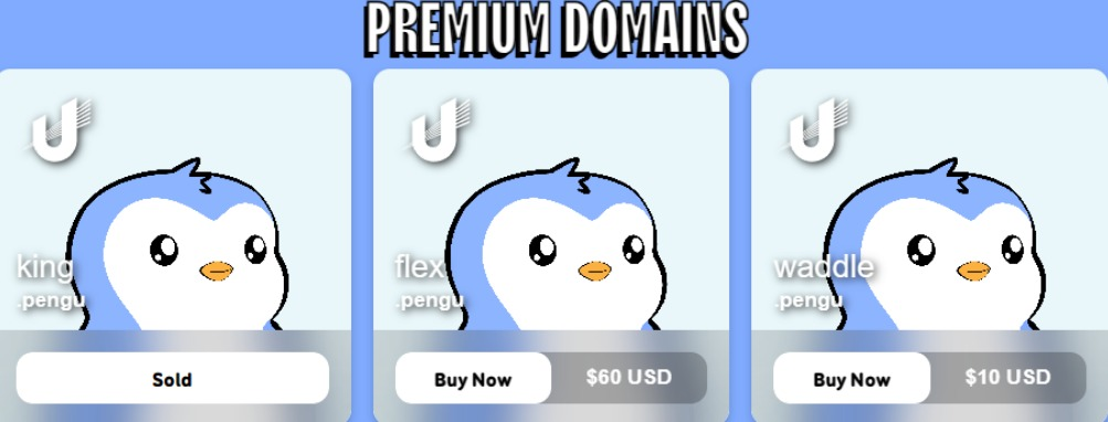 Ончейн-сайт с доменом .PENGU 