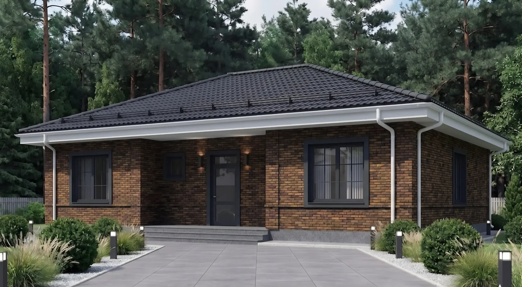 Проект одноэтажного дома в европейском стиле (C-109): изображение 1